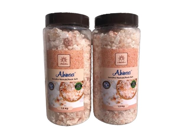 Ahinsa Sendha Namak Chunks 1.5 kg / Pink Salt Sabut / Himalayan Rock Salt Chunks in Pet Jar